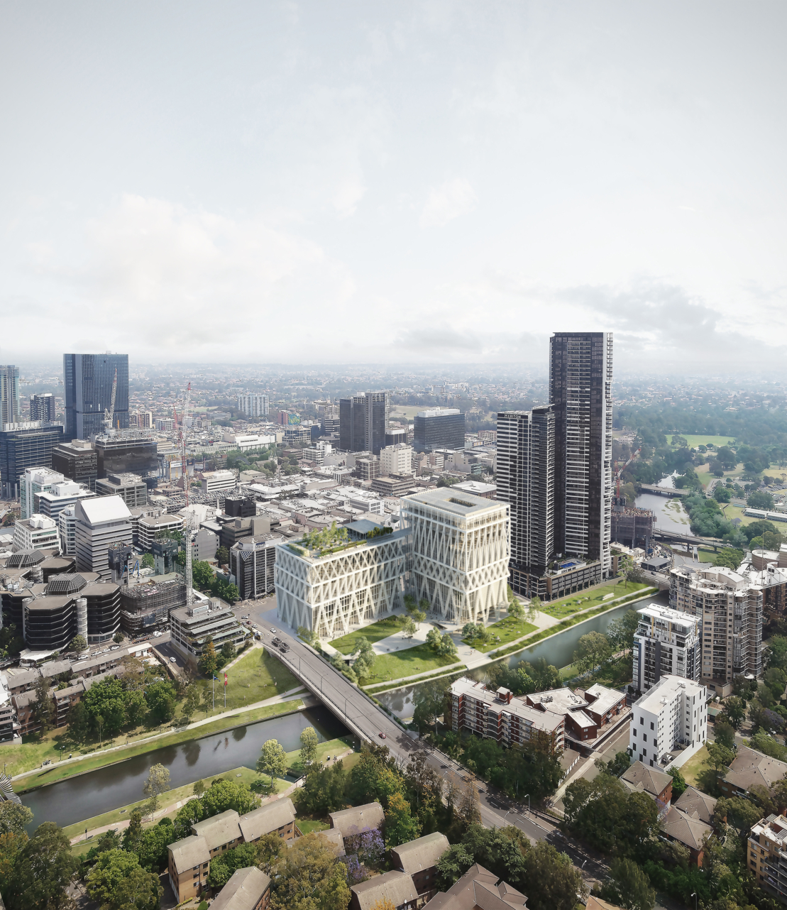 Artist's impression of Powerhouse Parramatta (aerial view)